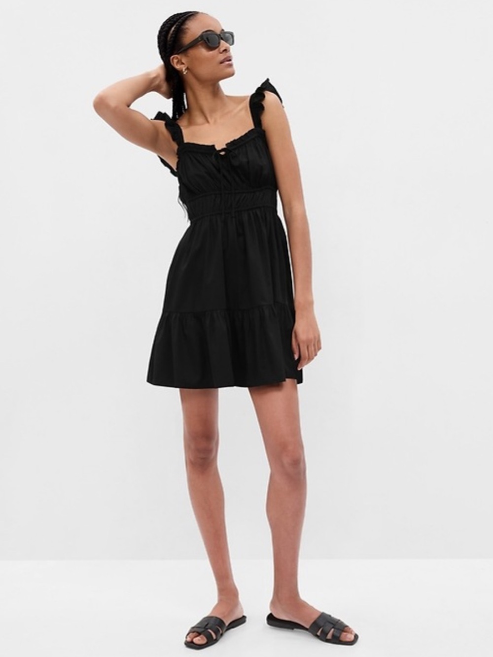 Gap Black Flutter Sleeve Mini Dress Cotton M